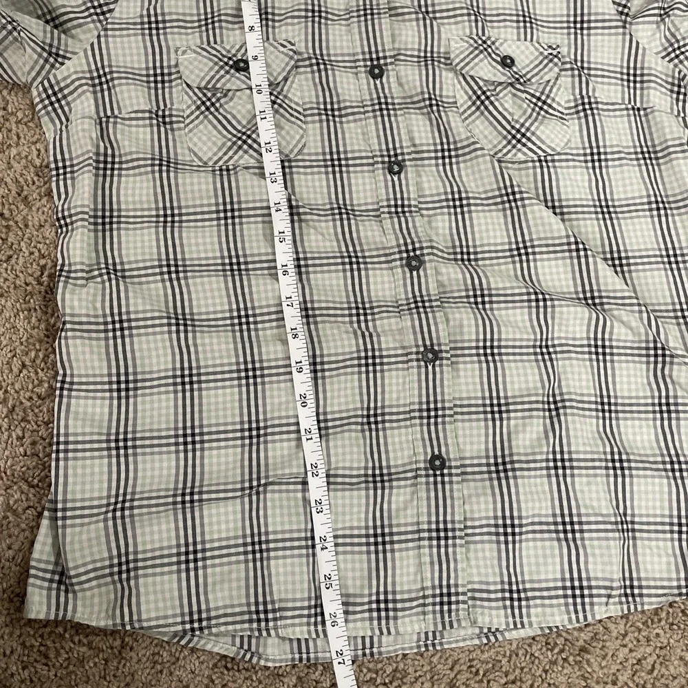 The North Face Women's XL Plaid Shirt Green Gray Button Front Outdoor Hiking - Picture 5 of 11